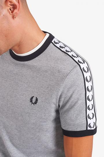 Grey Fred Perry Taped Ringer Men's T Shirts | PH 1786GSOL